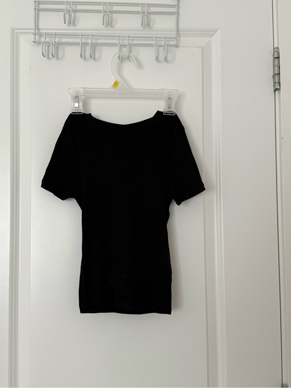 Black Crewneck Short Sleeve Women's Top